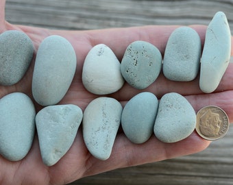 Blue Beach Stones Lot #11 ... 12 pcs ... for stone jewelry .. beach pebbles .. river pebbles ... soft stones... organic earthy beach stones