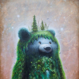Forest Bear - Pop surrealism - cottage core - woodland creatures - new contemporary art - bear - bears