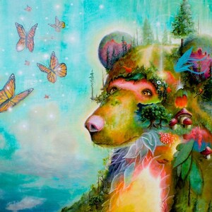 Popsurrealism Michigan Art - Nature Print Bears Manitou Prints Sleeping Bear Dunes Fine Art Print Artwork