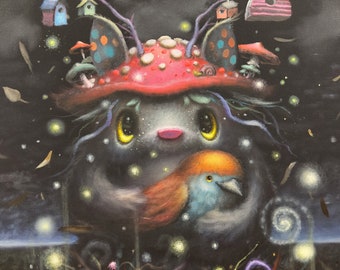 Cute Mushroom Creature - Pop Surrealism - art prints