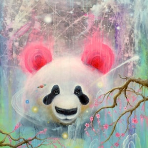 Panda  Print, Pop Surrealism, Whimsical Art, Prints, panda bear,  wall art, decoration, children&#39;s room, nursery art, love, bears