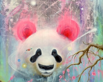 Impresión del arte de la panda - 11 "X 14" - oso Panda - surrealismo - oso - arte surrealista - impresiones - osos - oso imprime Animal lindo - osos Panda-
