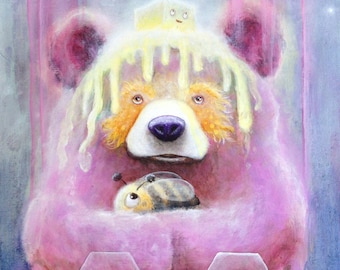Bear Print - Animal Art - Pop Art - Pop Surrealism - Bee - Bear - Nature - Painting - Fine Art Print - Surreal
