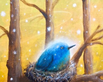青い鳥 - 美術 - 版画 - シュールレアリズム - 巣 - アートワーク - 木