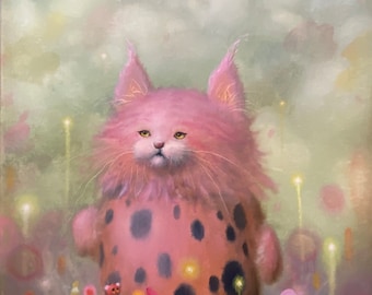 Pop Surrealism Cat Print Psychedelic Cute