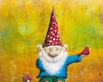Gnome Print  -  Gnome Art -  Cute Art -  Children's Art   8"x10" Art Print