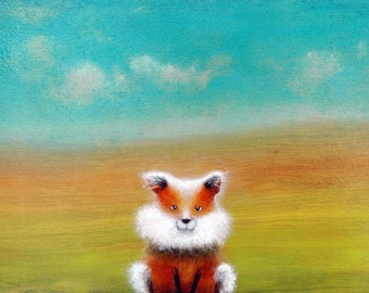 Fox Art Print , Children's Art ,  Nursery Art ,    11"x14" Art Print