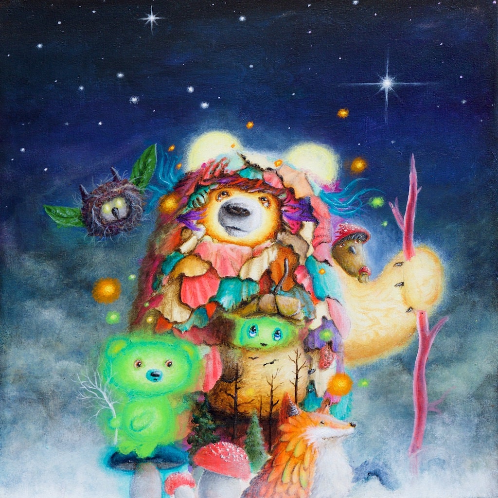 ポップシュルレアリスム絵画 - アートワーク - アート - キツネ