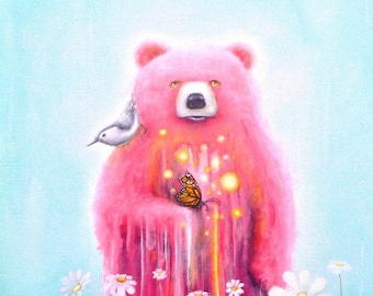 Pop Surrealism  Pink Bear Print