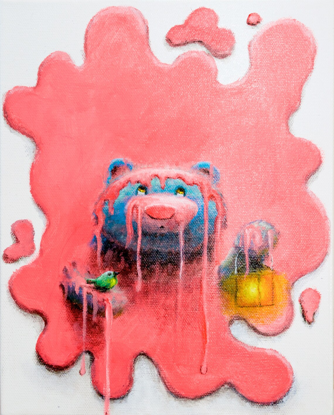 Paint Drip Art Surreal Print Bear Artwork Bears Pink Etsy