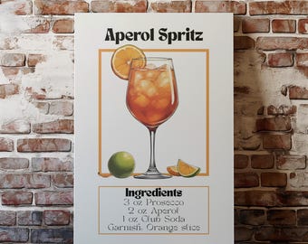 Aperol Spritz Recipe Art Print | Vibrant Cocktail Illustration