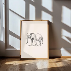Elephant Wall Art | Unique Elephant Wall Art | Elephant Poster | Minimalist Safari Decor | Elephant Vintage Print | UNFRAMED