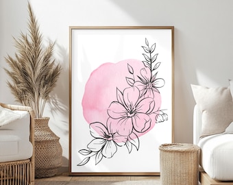 Poppy Line Art Print | Minimalist Floral Decor (UNFRAMED)