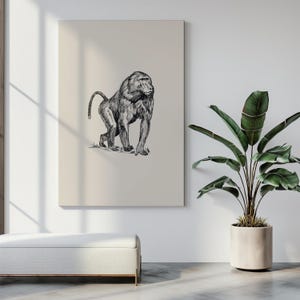 Baboon Wall Art | Jungle Theme Wall Decor | Monkey Wall Art Poster | Monkey Wall Decor | Exotic Animal Art | Safari Art Print | UNFRAMED