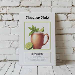 Moscow Mule Wall Art | Moscow Mule Cocktail | Moscow Mule Recipe | Vodka Cocktail Recipe | Vodka Drinks Recipe | Simple Vodka Cocktails