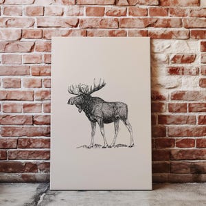 Moose Wall Art | Vintage Moose Print | Wildlife Decor & Cozy Wall Decor | Moose Poster for Home or Cabin | UNFRAMED