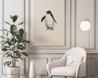 Penguin Wall Art | Cute Penguin Print | Adorable Arctic Animal Decor | Perfect Gift for Penguin Lovers | UNFRAMED