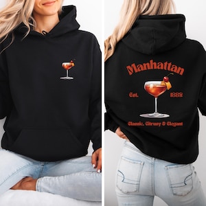 Manhattan Hoodie | Manhattan Cocktail | Whiskey Cocktail | Whiskey Apparel | Gift For Whiskey Lovers