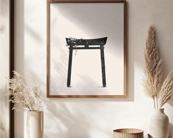 Japanese Torii Gate Art Print | Minimalist Asian Wall Decor (UNFRAMED)