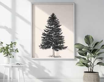 Vintage Pine Tree Art Print | Nature Wall Decor (UNFRAMED)
