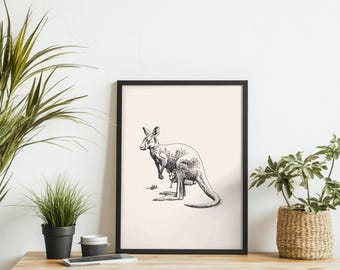 Australian Kangaroo Art Print | Wildlife Wall Decor (UNFRAMED)