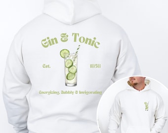 Gin & Tonic Hoodie: Stylish Cocktail Graphic, Cotton-Blend