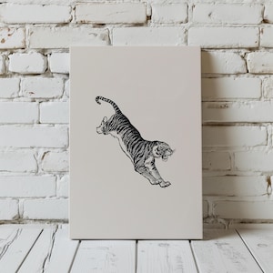 Tiger Wall Art | Minimalist Vintage Decor | Exotic Animal Wall Decor | Tiger Art for Home & Office | Nature-Inspired Decor | UNFRAMED