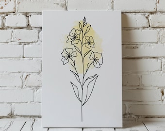Yellow Flower Art Print | Botanical Line Drawing (UNFRAMED)