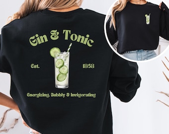 Gin & Tonic Sweatshirt | Cocktail Graphic, Relaxed Vibes