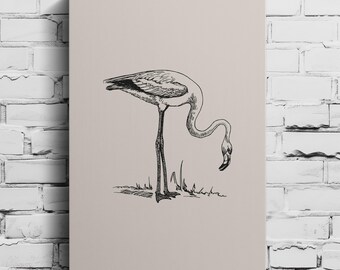 Minimalist Flamingo Art Print | Tropical Home Decor (UNFRAMED)