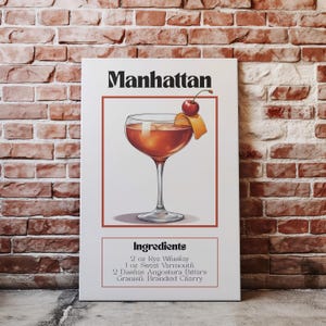 Manhattan Wall Art | Manhattan Cocktail | Manhattan Cocktail Glasses | Whiskey Drink Recipe | Whiskey Cocktail Recipes
