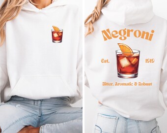 Negroni Cocktail Hoodie: Gin Campari Vermouth Graphic Sweatshirt
