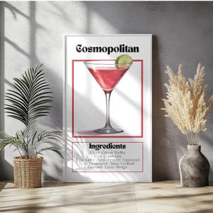 Cosmopolitan Cocktail Print: Chic Bar Cart Wall Art