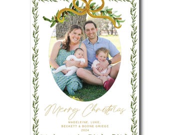 DIGITAL DOWNLOAD: Customizable Holiday Card, Christmas 2024, Holiday Wreath