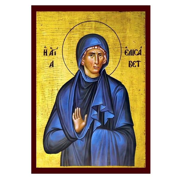 Saint Elizabeth blessing icon, Handmade Byzantine Orthodox Wall Art, Wood Plaque, Religious Gift.