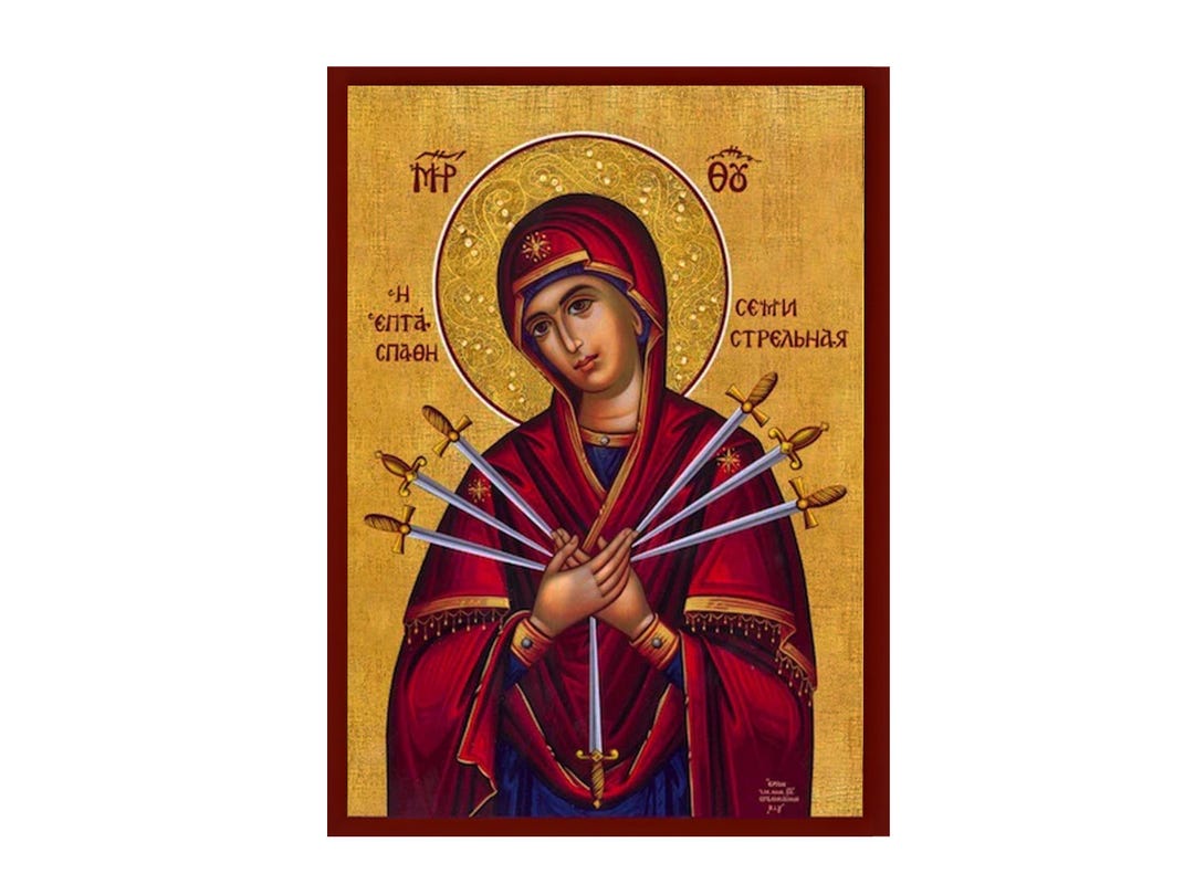 Handmade Our Lady of Sorrows Icon, Byzantine Art Plaque, Orthodox ...