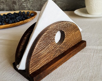Wood Napkin Holder Cocktail Size, Rustic Kitchen Decor, Small Napkin Holder Vertical, Wooden Napkin Holder for Table, Rustic Napkin Holder