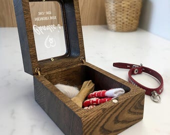 Pet Urn For Ashes Small Made Of Solid Oak, Dark Brown Keepsake Box For Ashes, Fur Or Collar, Thoughtful Cat Or Dog Loss Gift, Pet Memory Box