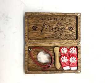 Pet Keepsake Memory Box Solid Oak Storage for Dog Collar Fur Ashes Cat Remembrance Wooden Sympathy Gift Handmade Brown Memorial Container