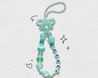 Custom Name/Personalized Beaded/Custom Color Phone Charm Keychain Accessory