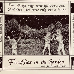 Robert Frost poetry cards- Fireflies in the Garden- 6pack of ivory cards with envelopes, illustrated by LC DeVona