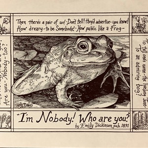 Im Nobody Who are you By Emily Dickinson: 6-pack of ivory notecards with envelopesillustrated by LC DeVona image 1