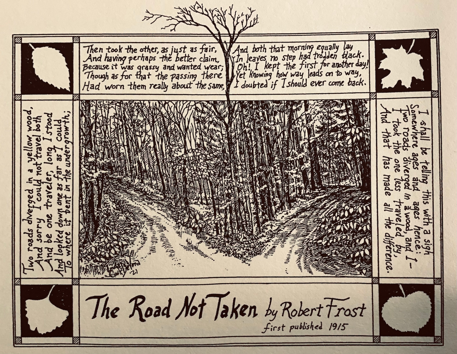 The Road Not Taken by Robert Frost: 6-pack of Blank Ivory - Etsy