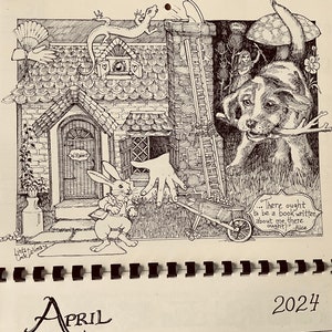 2024 Alice in Wonderland Wall calendar REPRINT drawn, printed, collated and produced by LC DeVona of Farmhouse Greetings image 4