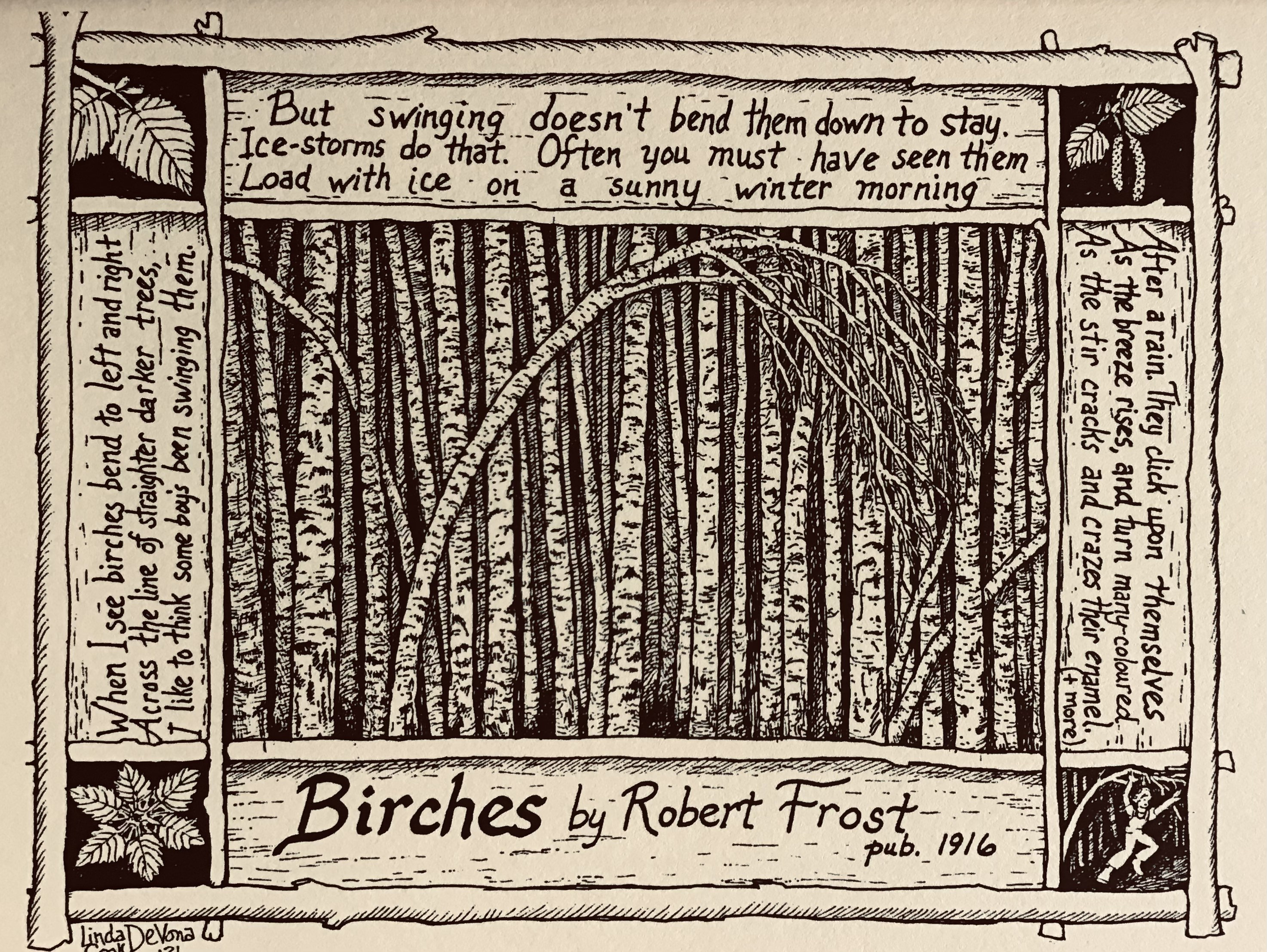 Birches by Robert Frost 6-pack of Blank Ivory Notecards With