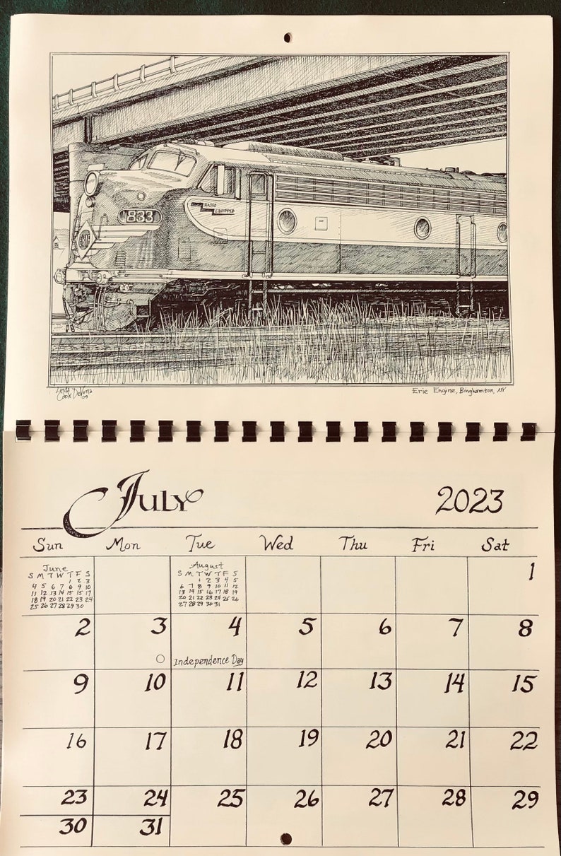 2023 Train Wall Calendar REPRINT Drawn Printed and Produced Etsy