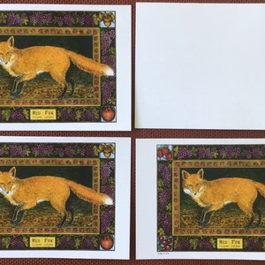 Red Fox set of 4 color postcards on white 80 cardstock drawn by LC DeVona image 5