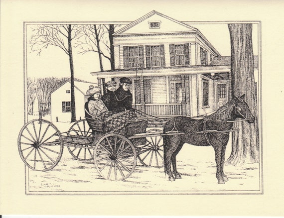 Ready to ride! Notecard 6-pack illustrating School-bound buggy, early  1900s, Afton, NY