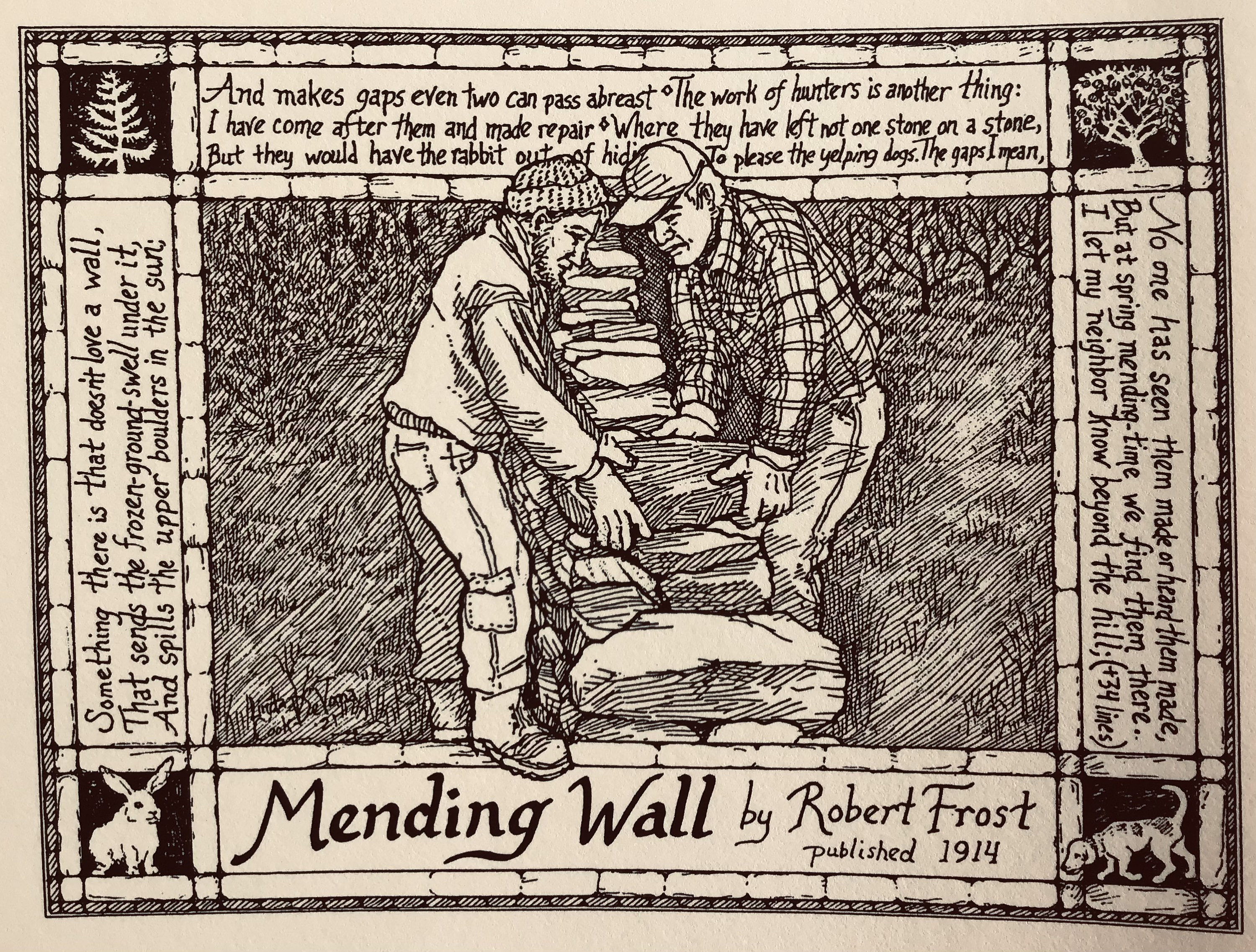 Mending Wall door Robert Frost 6pack van blanco ivoren Etsy