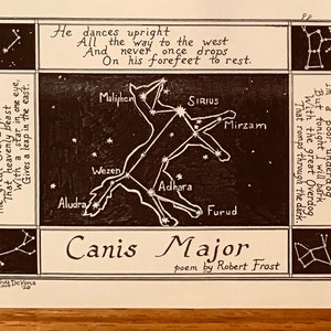 Robert Frost poetry notecards- Canis Major- 6pack of ivory notecards and envelopes illustrated by LC DeVona of Afton, NY